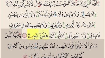 سورة الممتحنة ايه ١٢ و ١٣ مكرره ١٠ مرات بصوت الشيخ علي الحذيفي