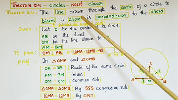 Proof of theorem10.4- The line drawn through  centre of a circle to bisect a chord is perpendicular