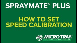 Set Spraymate Plus Speed Calibration