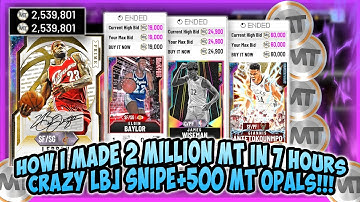 NBA2K20 - I MADE 2 MILLION MT IN 7 HOURS!!! OPAL LBJ SNIPE+TONS OF OPAL SNIPES!!! BEST FILTER TO USE