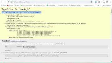 TypeError at /account/login/login() missing 1 required positional argument: 