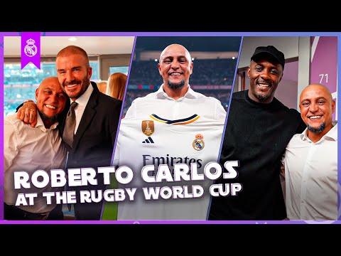 ROBERTO CARLOS with DAVID BECKHAM & IDRIS ELBA at the RUGBY WORLD CUP!