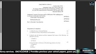 Cfn 1 Certificate Programme In Food And Nutrition Solved Assignment
