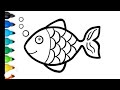 How to Draw a Cute Fish with Scales | ​Easy Way to Draw ​Fish Drawing and Coloring Tutorial