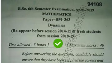 2019 Mdu BSc 6th Sem Mathematics Dynamics Question Paper