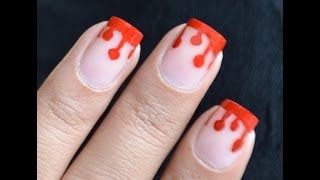 nail nails tips blood beginners easy tutorial designs short halloween very