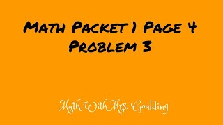 Math Packet Page 4 Problem 3
