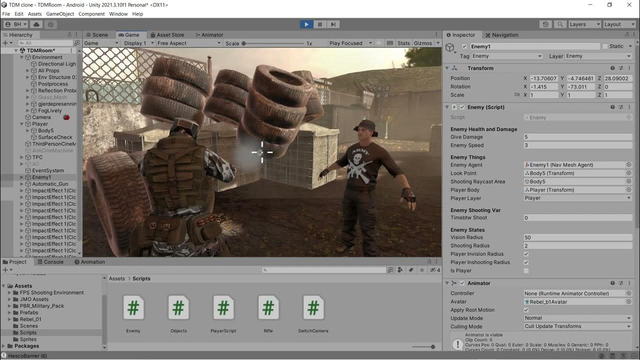 Unity AI enemy script testing - YouTube