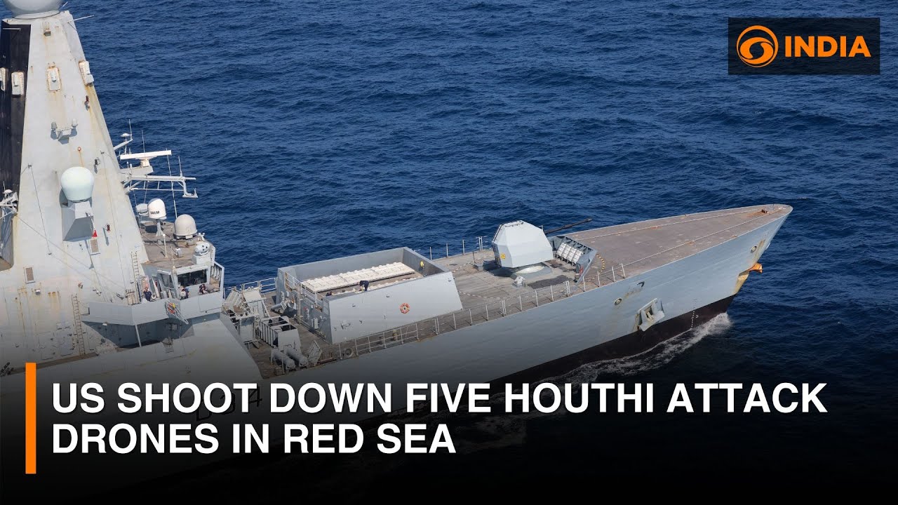 US shoot down five Houthi attack drones in Red Sea - YouTube