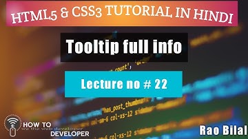 22- HTML5/CSS3 Tutorials in Urdu/Hindi Tooltip full info with best practice