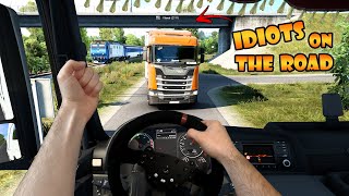IDIOTS on the road #93 - BANNED for exact same thing | Real Hands Funny moments - ETS2 Multiplayer
