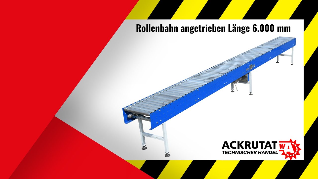 🗜️ Rollenbahn angetrieben Comsort Länge 6.000 mm Förderbreite 490 mm Produktvideo | Ackrutat-Shop