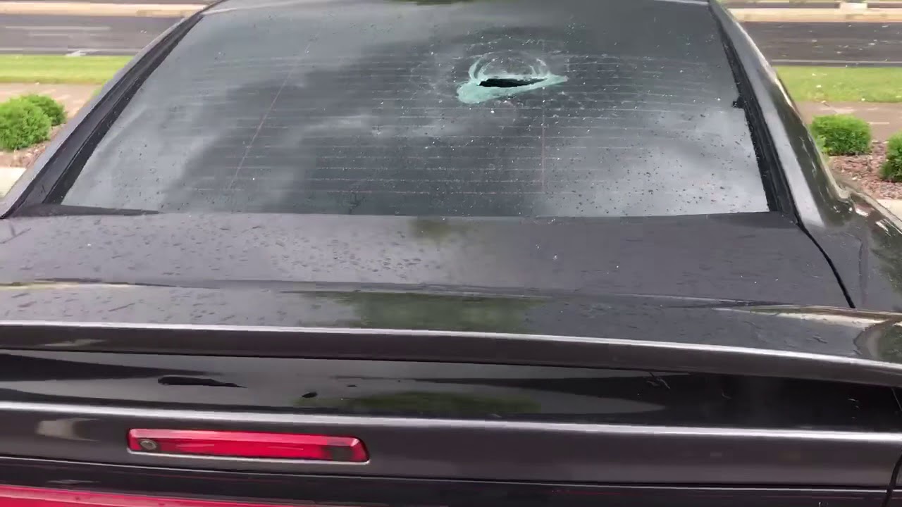 Hail shatters car window like Asteroid in Colorado - YouTube
