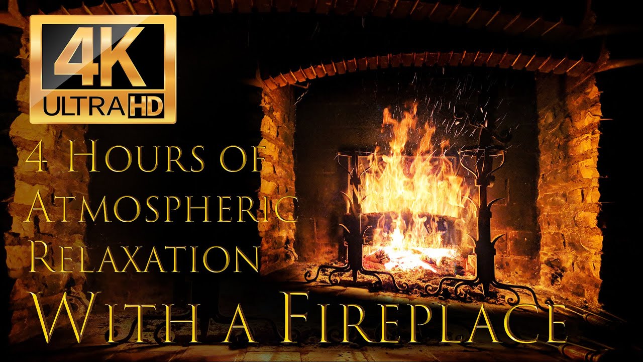 Relax with an Atmospheric Fireplace - 4 hours [4K UltraHD] #relax # ...
