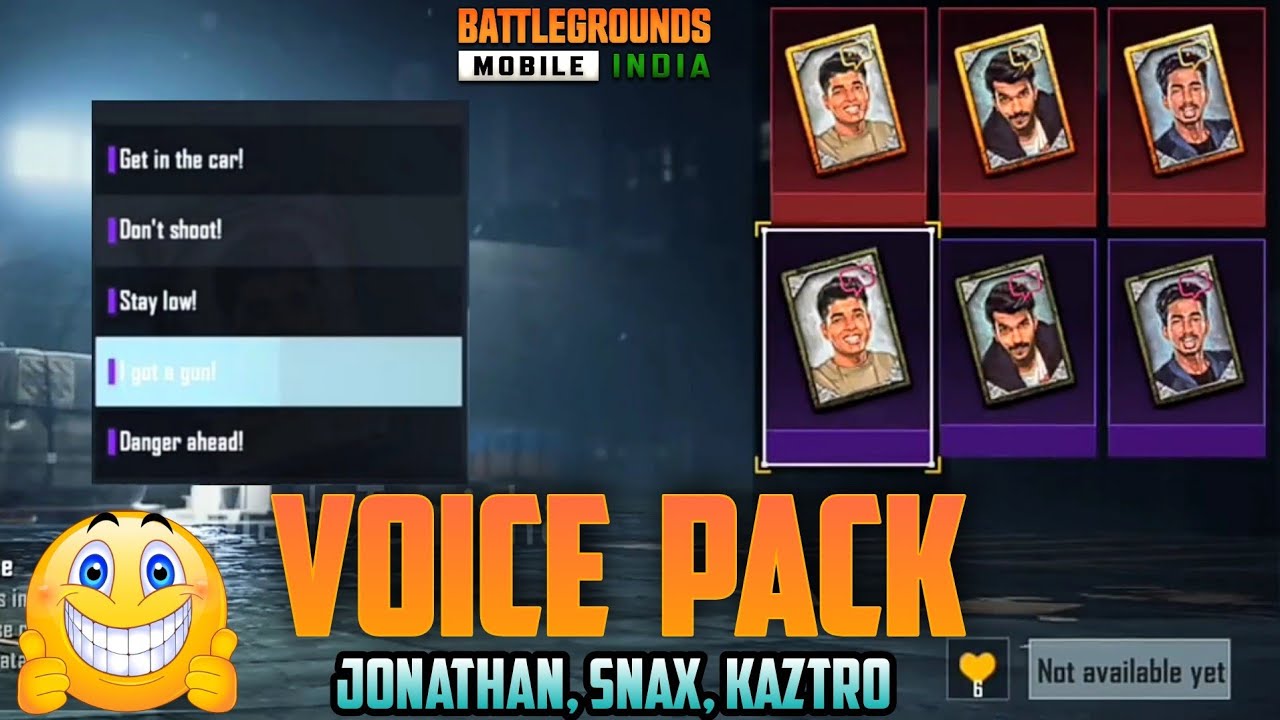 BGMI VOICE PACK | JONATHAN VOICE PACK | SNAX VOICE PACK |KAZTRO VOICE ...