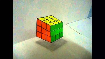 Anamorphic illusion, 3D Rubix Cube, Drawing