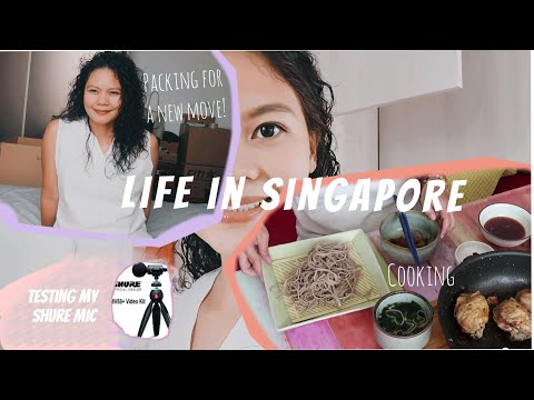 moving out packing! cooking soba, testing Shure MV88+ mic