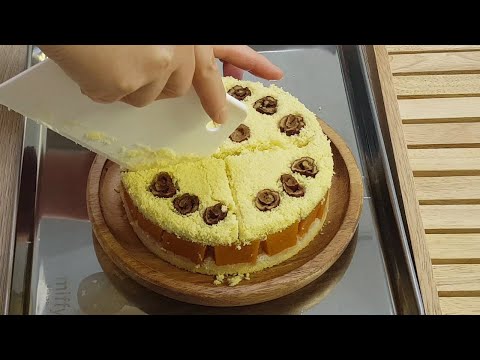 Sweet pumpkin rice cake with mung bean crumbs : 호박설기 만들기 (녹두고물)