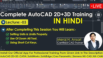 AutoCAD Tutorials for Beginners | Setting Units | Limits | Zoom All | AutoCAD Complete Training.
