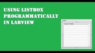 Using Listbox Programmatically in LabVIEW Wealth