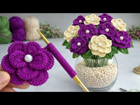 You Won’t Believe This Tunisian Crochet Flower! 😍 Super Easy 3D Puff Petal #crochet