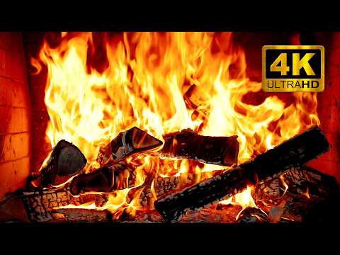 Cozy Fireplace Ambience 4K 🔥 Relaxing Crackling Fire Sounds for Sleep & Study