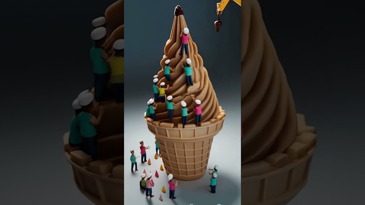 Miniature People Making ice cream। Macro Magic AI Generated Mini People 