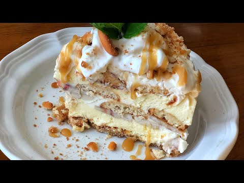 Banana pudding pie with caramel topping!