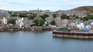 Beautiful & historic Stromness from the departing Northlink Ferry to Scrabster, Orkney Scotland UK