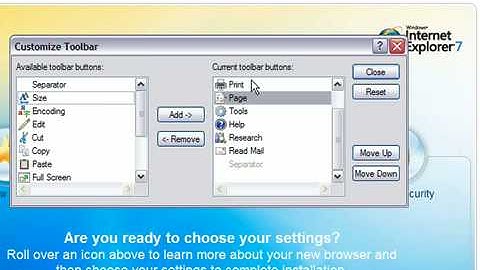 Add or Remove Buttons From the Command Toolbar in Internet Explorer 7