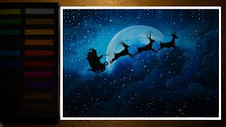 night before christmas drawings | Happy New Year! | santa claus scenery drawing with oil pastels screenshot 3