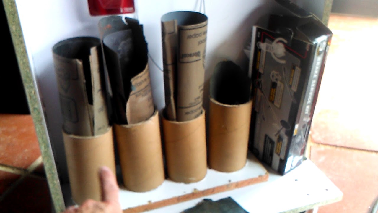 Ideas what to do with cardboard core, Sort Sanding Paper tool Organizer