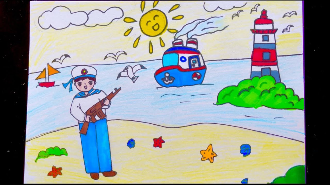 Vẽ Tranh Đề Tài : Chú Bộ Đội Hải Quân - Canh Giữ Biển Đảo - Youtube