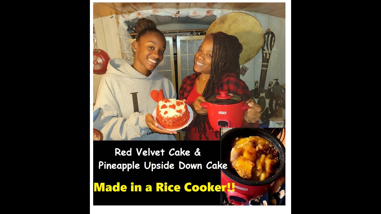 Baking Cakes in a Mini Rice Cooker! Red Velvet and Pineapple upside