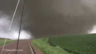 EXTREME video of Dominator 3 intercepting massive violent wedge tornado!  June 17, 2014
