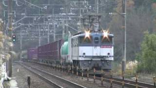 三島竹倉踏切049 EF65ｺﾝﾃﾅ貨物④ﾀｷ付き