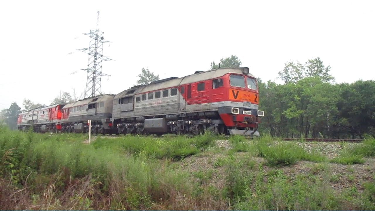"Машка и медведь" Сплотка тепловозов 2ТЭ10М-0895 и перегоняемый 2М62У-0024