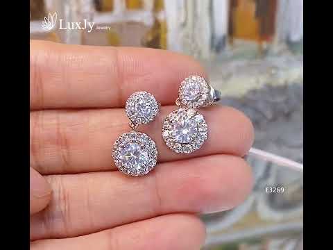 Video Hoa tai đính Kim cương Moissanite E3269 từ LuxJy - youtube