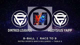 DIMITRIOS LOUKATOS vs ALOYSIUS YAPP - METRO SPORTZ BAR & BILLIARDS - TABLE 2 | EvoSports