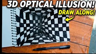 How to Draw a 3D Optical Illusion | Khatarnak 3D Illusion! 😱 Paper par Tunnel kaise banaye?"