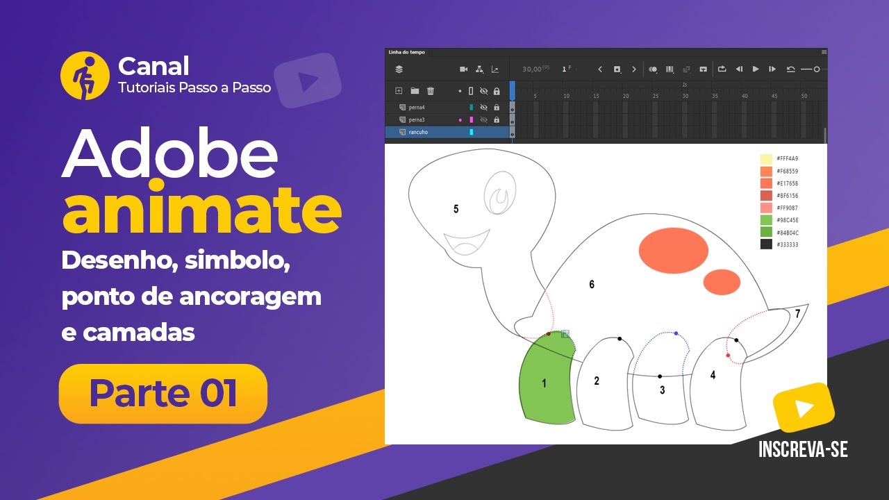 Adobe animate tutorial - Desenho, simbolo, ponto de ancoragem e camadas  parte 1 - YouTube