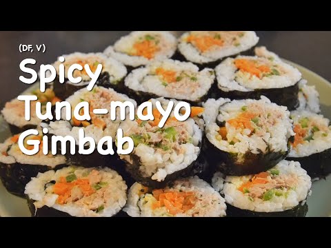Simple spicy tuna mayo Gimbab(Kimbab) with mayo wasabi sauce | Korean food | 참치 마요 김밥