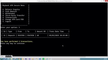 Sample Bank ATM C# Console App with Entity Framework (Revised)