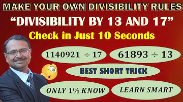 Is 625508 Divisible by 13? Is 1140921 Divisible by 17? Find in 10 Seconds #division #divisibility