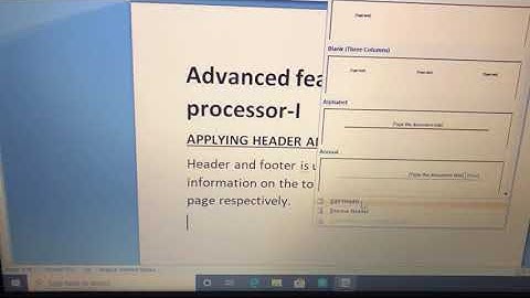 ADVANCED FEATURES OF WORD PROCESSOR-I Chapter 3 part 1