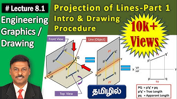 Projection of Lines (Tamil) | Part 1-Intro & Drawing procedure | Lecture 8.1 | Engineering Graphics