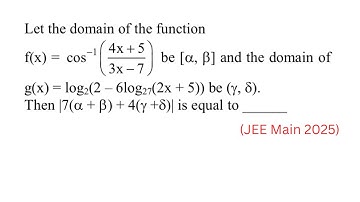 Let the domain of the function f(x)=cos inverse (4x+5/3x-7) be [alpha,beta] and the domain of g(x)=