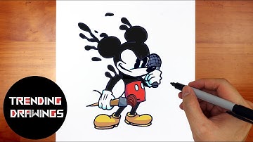 How To Draw FNF MOD Character - Mickey Club Easy Step by Step