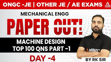 ONGC -JE | Other JE / AE Exams  | Mechanical Engg. | Paper out! Qns. | Jo 100% aate hai #4|By Rk sir