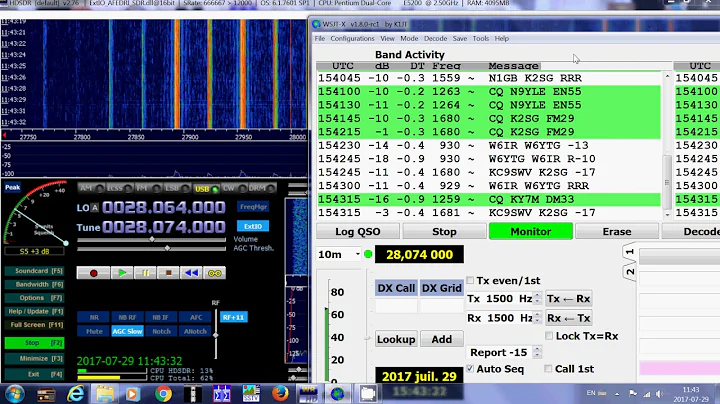 FT8 Digital mode decoding on 10 meter band 28074 Khz Shortwave